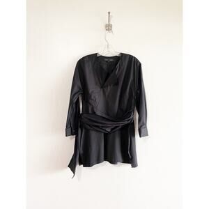 Proenza Schouler black blouse wrap tie waist size 6
